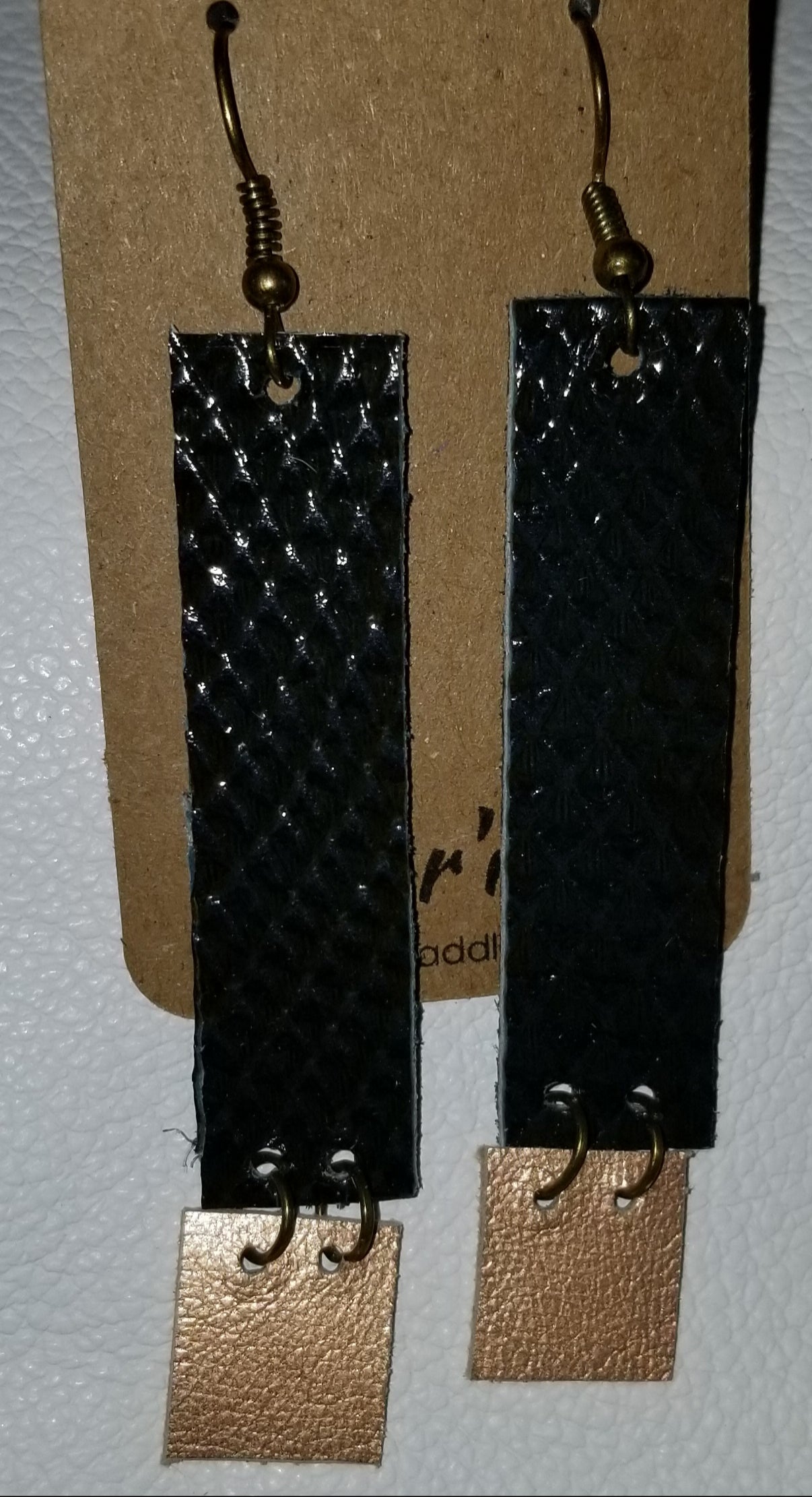 Ring Hinged Leather Earrings