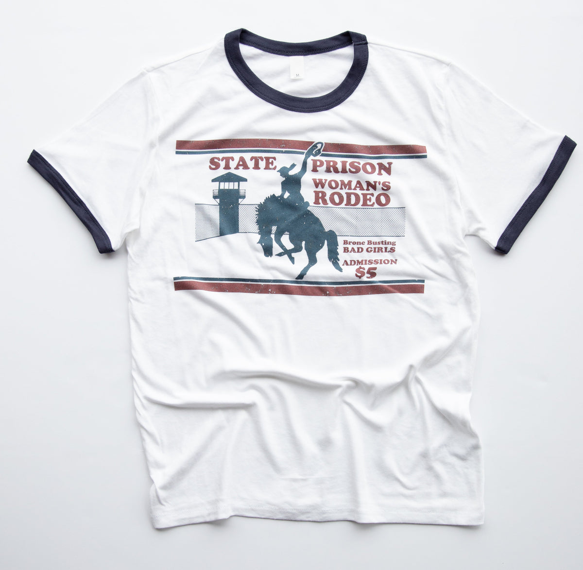 State Prison Women's Rodeo Vintage Ringer-White Body/Navy Ringer